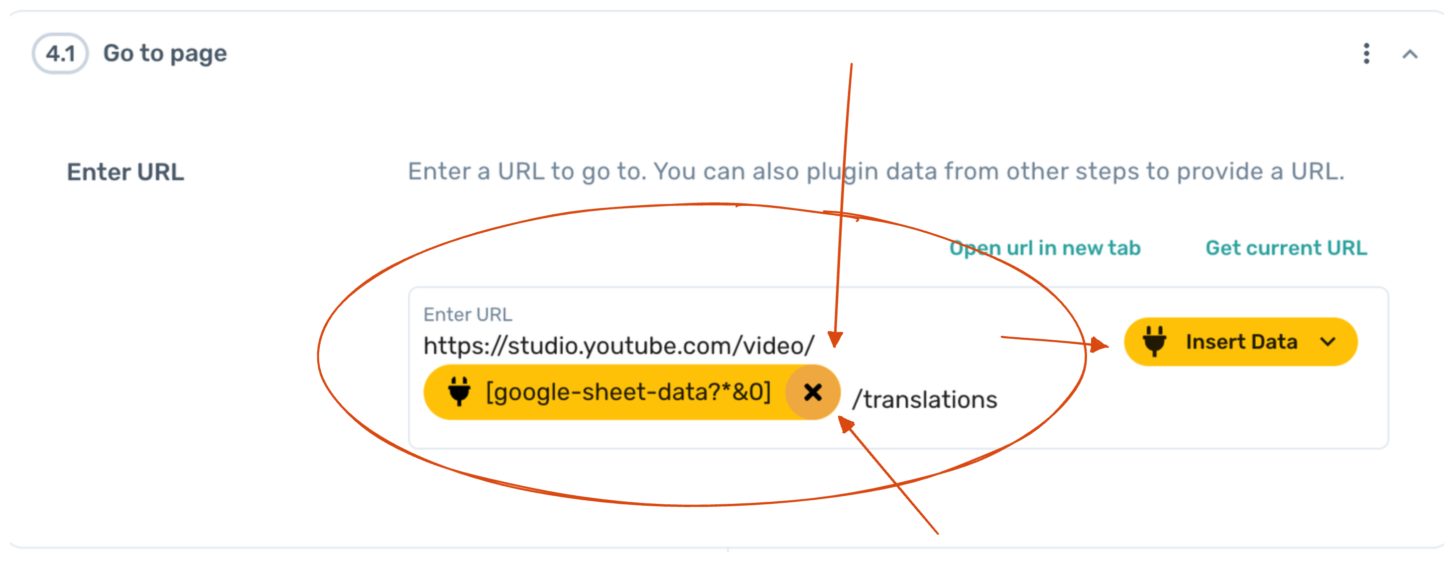 add url to the sub step